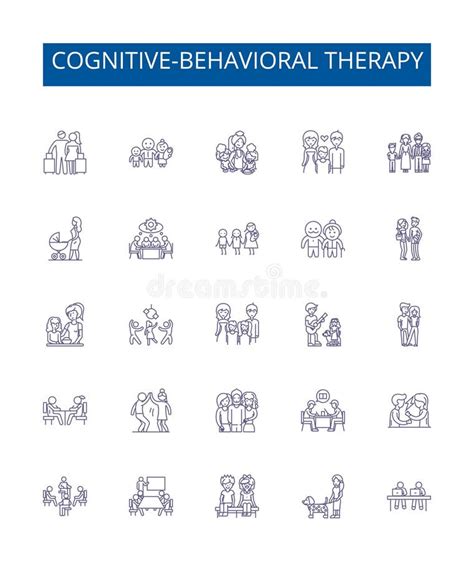 Cognitive Behavioral Therapy Line Icons Signs Set Design Collection Of