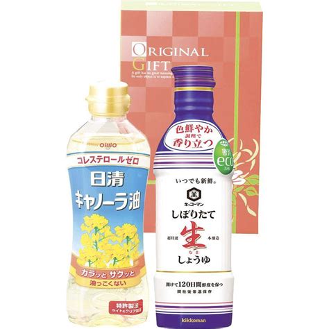 調味料ギフトセット 日清キャノーラ油380g・キッコーマンしぼりたて生しょうゆ450ml×各1 食用油 醤油 Ns101 16755498