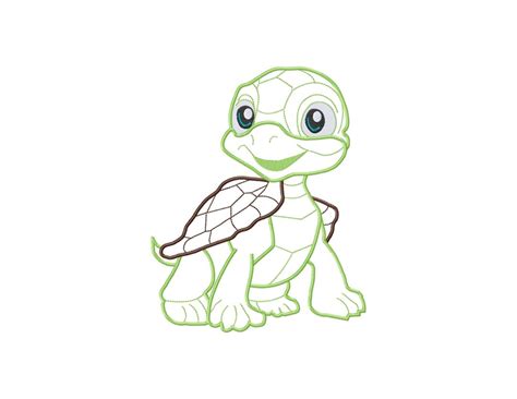 Cute Baby Turtle Applique Machine Embroidery Designs Turtle Embroidery