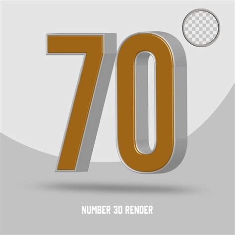 Premium PSD | 3d render number 70 gold silver style