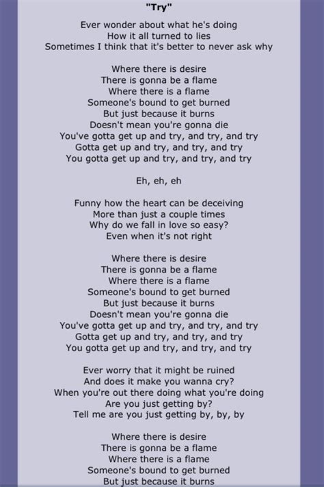 Pink Lyrics Try Pink Song Lyrics Great Song Lyrics Music Quotes