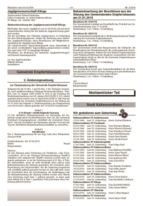 Amtsblatt Rhönbote März 2019 APP Rhönkanal NEU