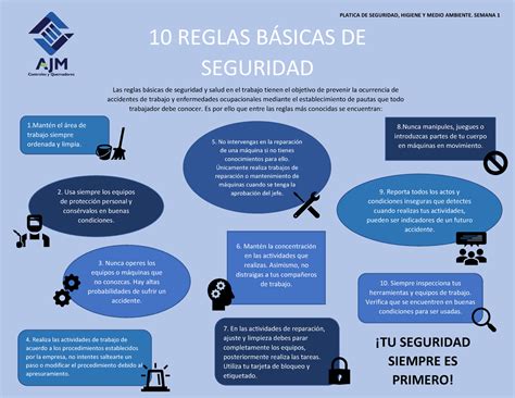 Semana Reglas B Sicas De Seguridad N El Rea De Trabajo