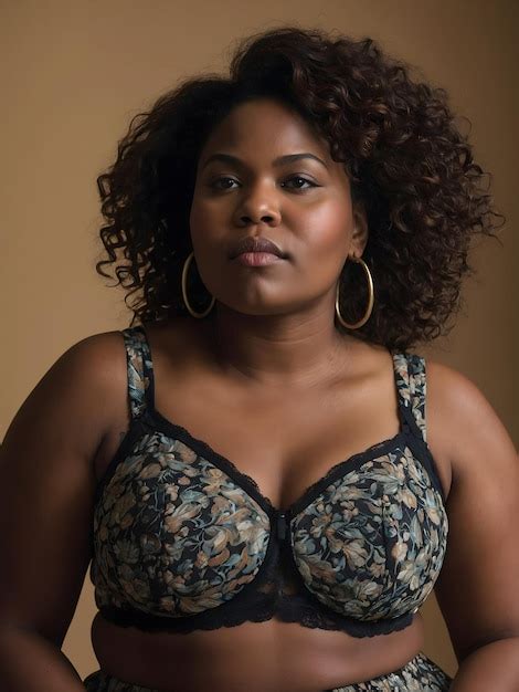 An Overweight Black Woman Wearing Lingerie Premium AI Generated Image