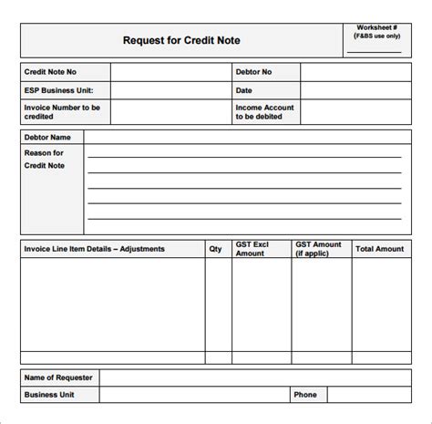 Credit Note Template - 6 Download Documents in PDF, PSD , Word