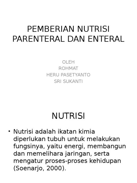 Pemberian Nutrisi Parenteral Dan Enteral Pdf