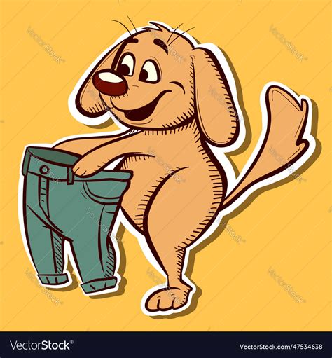 Digital of a dog wearing jeans Royalty Free Vector Image