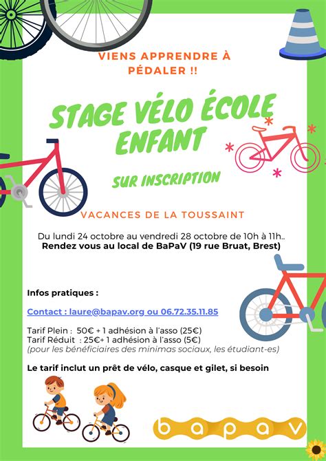 Stage vélo école enfants Viens apprendre à pédaler