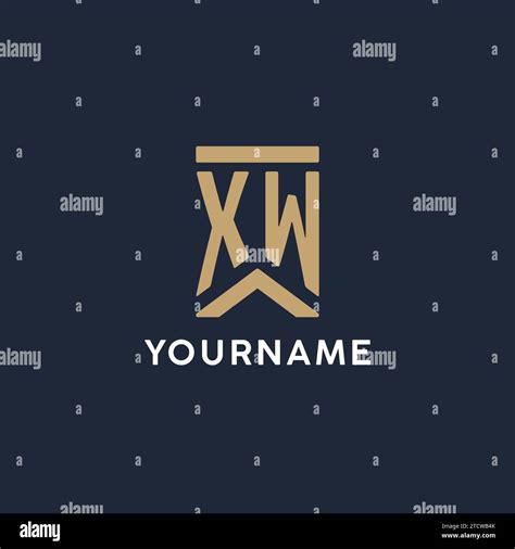 Xw Initial Monogram Logo Design In A Rectangular Style With Curved Side