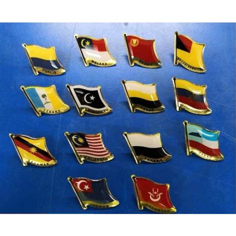 MALAYSIA State Flag With Collar Pin Bendera Collar Pin Malaysia