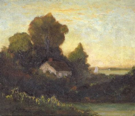 Edward Mitchell Bannister House In Woods Near Lake Painting