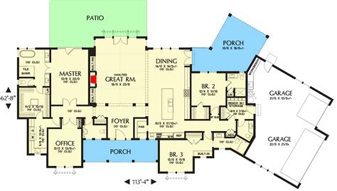 Modern Farmhouse Plan With Angled 3 Car Garage 69761am