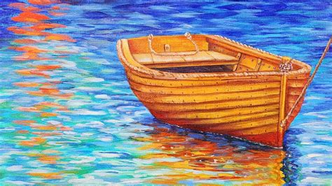 Boat Reflections On Water Acrylic Painting LIVE Tutorial YouTube