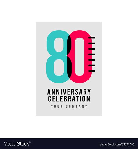 80 Year Anniversary Template Design Royalty Free Vector