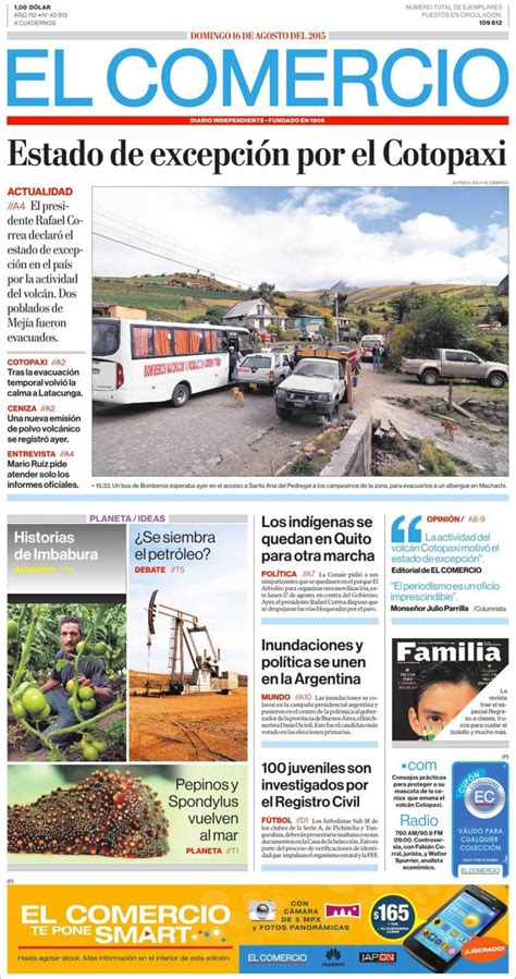 Periódico El Comercio Ecuador Periódicos De Ecuador Edición De Domingo 16 De Agosto De 2015