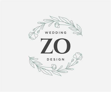 Zo Initials Letter Wedding Monogram Logos Collection Hand Drawn Modern