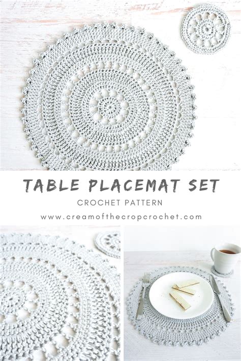 Table Placemat Set Crochet Pattern Cream Of The Crop Crochet