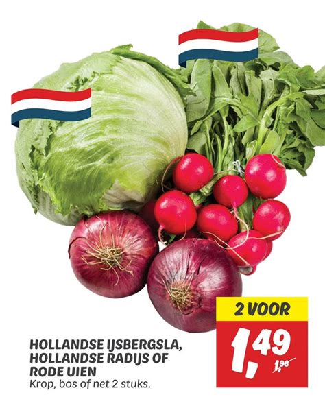 Hollandse Ijsbergsla Radijs Of Hollandse Rode Uien Aanbieding Bij