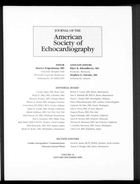 Journal of the American Society of Echocardiography 2000: Vol 13 Index ...