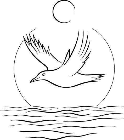 Simple Line Art Logo Of A Bird Flying Over Water 47620342 Vector Art