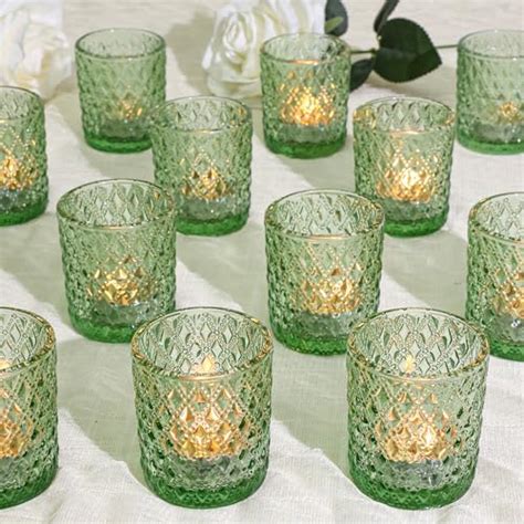 Vixdonos Ribbed Glass Taper Candlestick Holders Set Of 6 Tealight Votive Candle