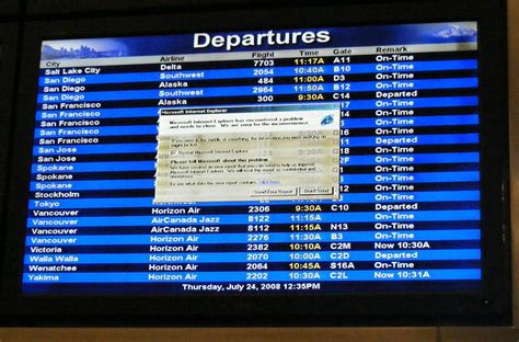 SeaTac Airport Departures board, Seattle WA, July 2008 : PBSOD