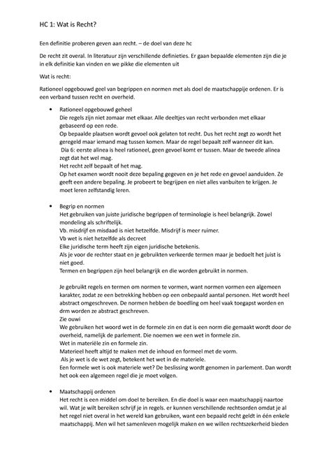 Hc Wat Is Recht Het Is Mijn Samenvatting Van Het Eerste Hoorcollege