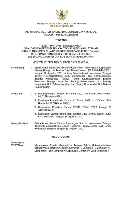 Keputusan Menteri Energi Dan Sumber Daya Mineral Nomor