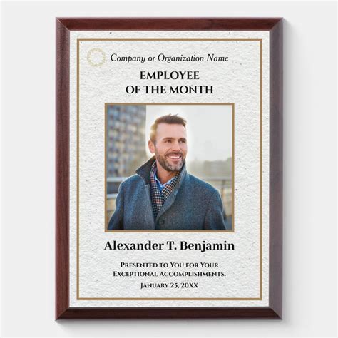 Employee Of The Month Photo Logo Gold Personalize Award Plaque Zazzle