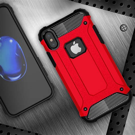 Military Defender Shockproof Case For Apple Iphone Xs Red