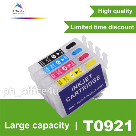 For T0921 T0922 T0923 T0924 4PK BK C M Y Refillable Ink Cartridge With