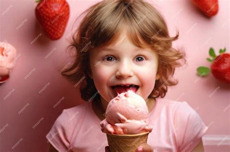 Premium Photo Cherubic Strawberry Ice Cream Joy