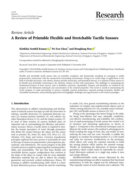 Pdf A Review Of Printable Flexible And Stretchable Tactile Sensors