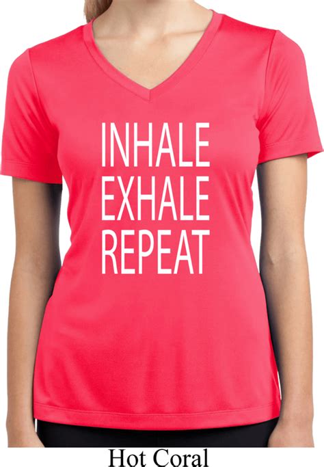 Yoga Inhale Exhale Repeat Ladies Moisture Wicking V Neck Shirt Inhale