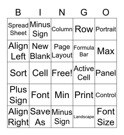 Excel Bingo Card