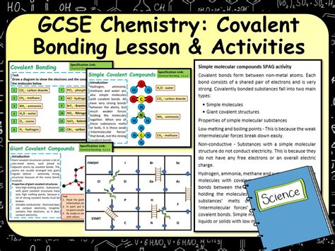 Ks Aqa Gcse Chemistry Science Covalent Bonding Lesson Activities