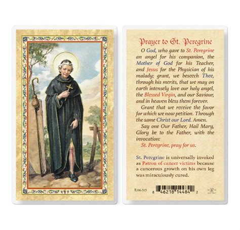 Prayer to St. Peregrine Gold-Stamped Laminated Holy Card - 25 Pack ...