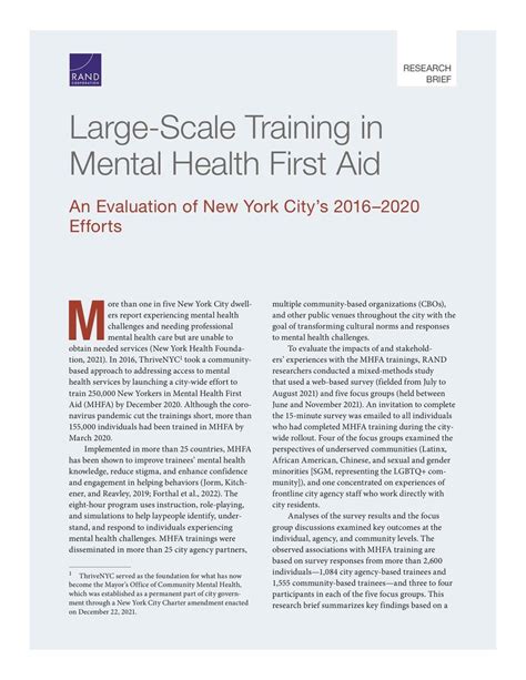 Large Scale Training In Mental Health First Aid An Evaluation Of New