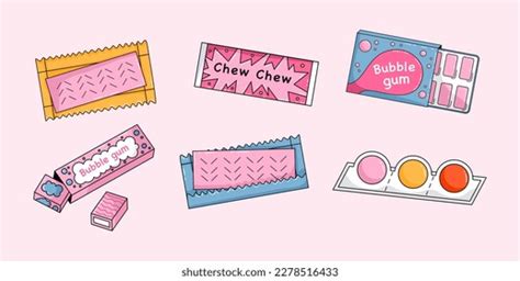 Set Cartoon Bubble Gum Chewing Candy Stock Vector Royalty Free 2278516433 Shutterstock