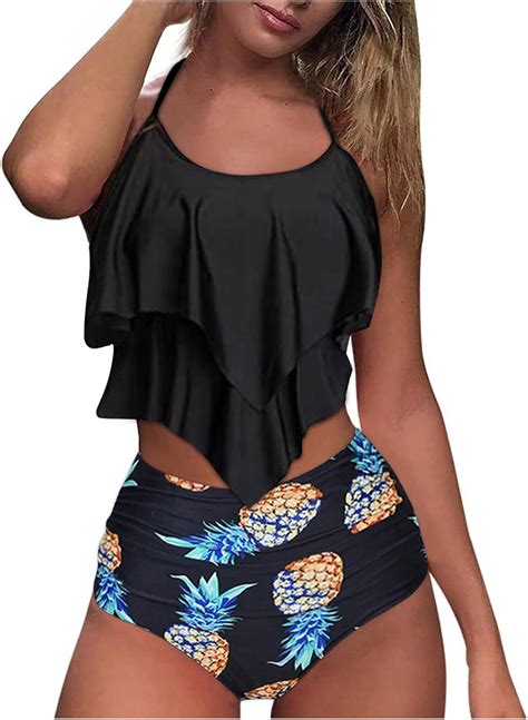 Zeeliy Femme Maillot De Bain Pi Ces Volants Taille Haute Femme