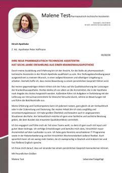 Pharmazeutisch Technische Assistent M W CV Bewerbung