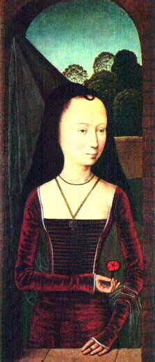 A Lady With A Pink Hans Memling Flemish