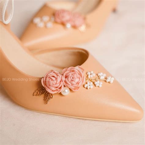 Giày cưới Giày cô dâu cao cấp BEJO H88 5P 05 NUDE 2HOA BABY NƠ Bejo Bridal