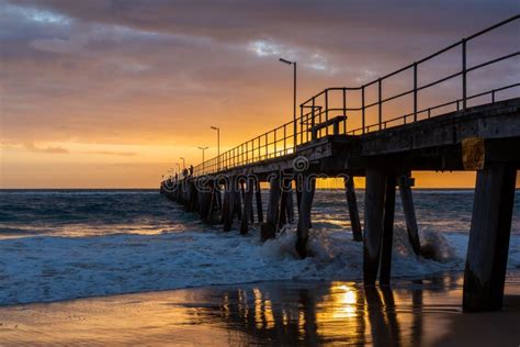 Sunset Over the Jetty at Port Noarlunga South Australia on 12th Stock ...