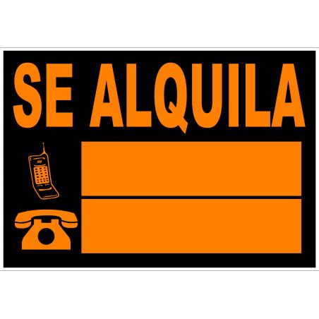 Cartel Se Alquila Negro Naranja Tamaño 35x50cm B3 Material PVC 0 3mm