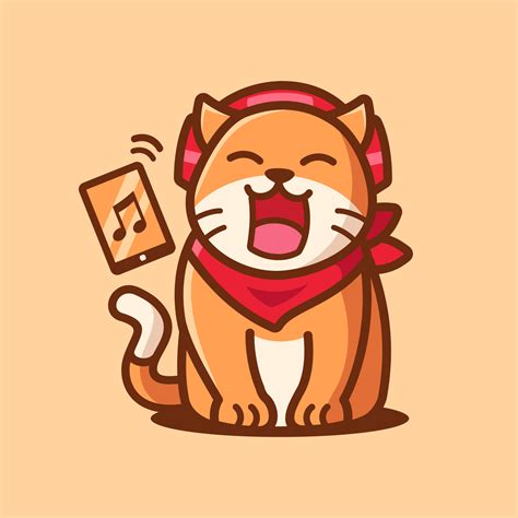 Cartoon Character Cute Cat Listening To Music 5013649 Vector Art At