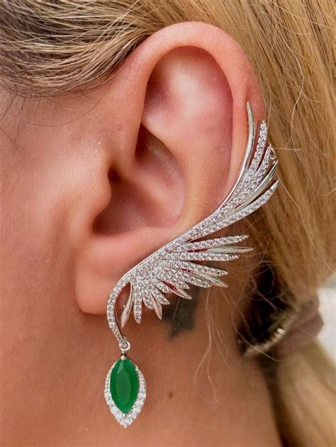 Irean Semijoias Brinco Ear Cuff Asa Luxo Pedras Cravejadas Micro