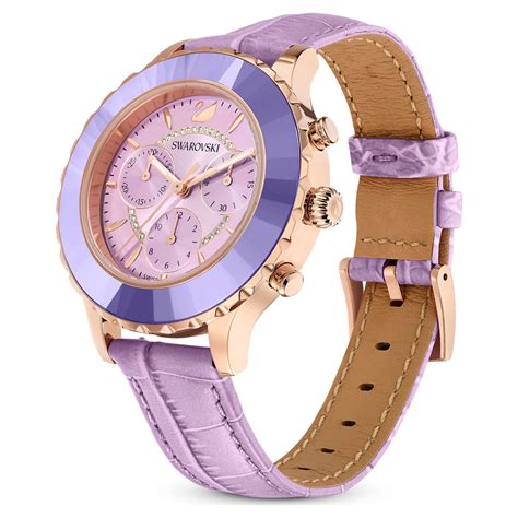 Octea Lux Chrono Uhr Schweizer Produktion Lederarmband Violett