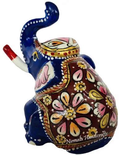 Multicolor Metal Meenakari Appu Elephant Statue Enamel Work Figurine