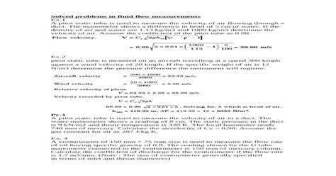 Pdf Solved Problems In Fluid Flow Measurements Ex1 Solved Problems